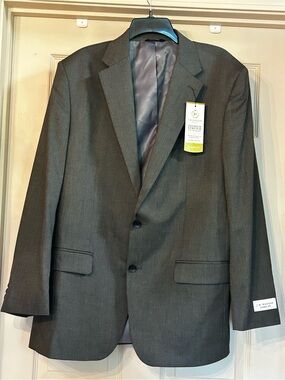NWT J.M. Haggar Men's 46 Long Gray Two-Button Sport Coat - Haggar Suit Formal